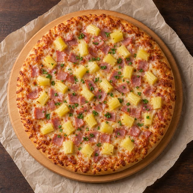 12" Gluten Free Hawaiian pizza.