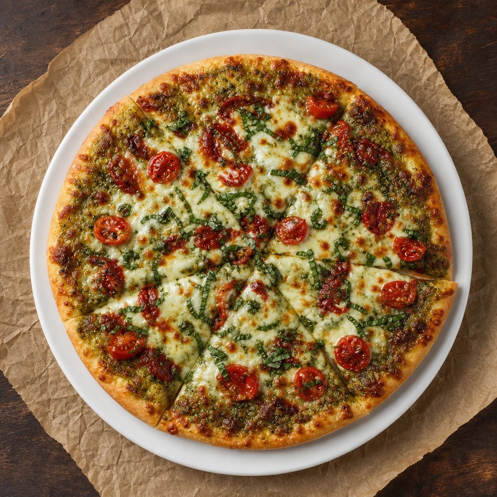 12" Gluten Free Pesto Pizza.