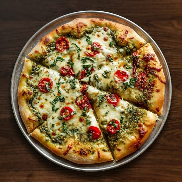 12" Gluten Free Pesto Pizza.